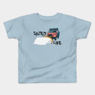 Salted Life Truck Plowing Snow Kids T-Shirt